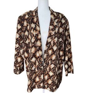 Maggie Sweet Vintage Brown Animal Print Blazer Jacket Women's Size 1X